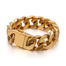 베스틸 20mm 헤비링크 투버튼 체인 남자 크롬 팔찌