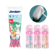 어린이 불소도포 치약 조르단 2단계 초등학생 1000ppm 1개 만모 칫솔 3개 세트, 유아동 만모 칫솔 3개(블루핑크옐로우)