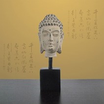 불교용품 중국 복고풍 공예 불교 창조적인 작은 동상 부처님 머리 불교 그림 입상 장식 홈 장식, 01 Mud color