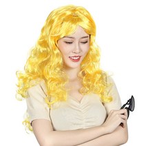 웨이브 가발 (옐로우) 여성 분장 파마머리 공연가발