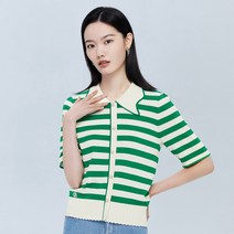멀티 스트라이프 퍼 니트 여 슬림핏 디자인 가디건 코트 여