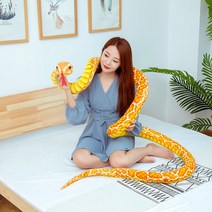 코브라 뱀 인형 대형 초대형 아나콘다 동물 캐릭터 선물 봉제 안고자는 애착 인형 300cm, 300cm S라인 아나콘다 골드