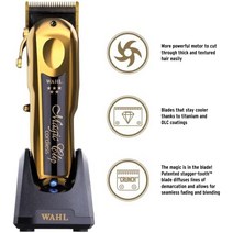 전문 이발사 및 스타일리스트를 위한 100분 이상의 실행 시간을 갖춘 Wahl Professional 5성 골드 무선 매직 클립 헤어 클리퍼 - 모델 8148-700