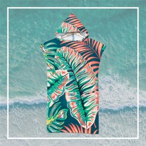 [유이물류][국내배송] 서핑 서프 해변 판초 후드 비치 타월 가운 바람막이, 05.핑크그린