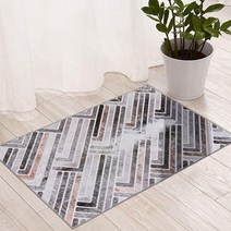 DECOMALL Coronado 도어 매트 0.6 x 91.4cm(2 x 3피트) 세탁 가능한 작은 러그 입구용 모던 기하학적 인조 소가죽 패치워크 카펫 61cm x 91.4