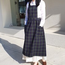 방가지똥 앞치마 롱주름 엑스자 체크 앞치마