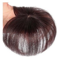 수제 인모 탑피스 정수리 가발 붙임머리 불파트 뱅 중년 탑 커버 엄마 부분가발, 1개, 블랙20cm