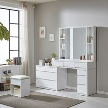 엘르 LPM하이그로시 확장형 수납거울 화장대, 화이트