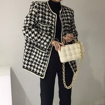 휴드 믹시 트위드 하운드투스 자켓