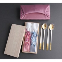 수복금부 은수저 24K 금도금 순도 99% 2벌 10+ 사은품증정 부모님 생신 퇴직 퇴사 창립 기념품 신혼 결혼 예물 은퇴 선물 명품 고급 한식 예단 신혼 수저 커트러리 세트, 핑크보자기
