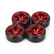 rc 휠 타이어 4Pcs RC 드리프트 자동차 바퀴 세트 하드 Kyosho MST Yokomo 3 레이싱 HSP Tamiya DS5 Drifting USUKANI, 레드-A