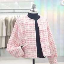 에이비에프지 루즈핏 라운드넥 핑크 트위드 재킷 QISFX1J02B