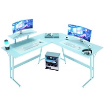 호몰HOMALL L자 코너형 게이밍책상 컴퓨터책상 공부 사무용책상, 블루