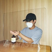 비말차단 1인 투명 아크릴 책상 가림막 회의실 접수처 독서실 식당 칸막이 파티션 테이블 가림판, 창구형