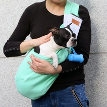 해피앤퍼피 강아지가방 강아지 슬링백 쿠션 강아지가방 중형 강아지가방 목줄 하네스 이동가방 중형견 백팩 소형 여름용 사계절용 패브릭 1kg-9kg, 슬링백_파스텔그린