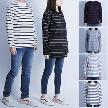 데님투나잇 남자 여자 5XL까지 빅사이즈 줄무늬 티셔츠 단가라티 커플티셔츠 M7 긴팔 티셔츠