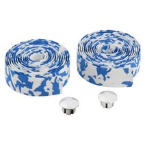 자전거 일체형 핸들바 자전거부품 1 쌍 도로 핸들 바 테이프 위장 사이클링 핸들 벨트 코르크 랩 바 플러그 포함, 파란색과 흰색, 13 Blue with White