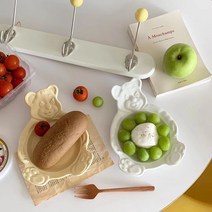 DND마켓 빈티지 곰돌이 그릇 요거트 시리얼 샐러드 푸딩 디저트 홈카페 볼 플레이트 (주)존글로벌, 화이트