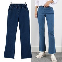 여성 군살커버 밴딩 스판 청바지 데일리룩 빅사이즈여성의류 ~3XL 데님밴딩부츠컷팬츠