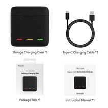 호환 TELESIN LED 라이트 충전 박스 TF 카드 수납함 고프로 히어로 9 10 배터리 액세서리 11 1750mAh, 16.1 Charger