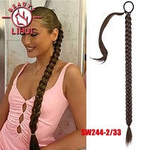 포니테일 포니 테일 확장 합성 복싱 브레이드 고무 밴드 헤어 링과 Chignon 랩 34 "브라운 옴브레 DIY Lihui, 01 34inches, 05 SW244 2M33