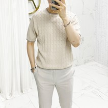 아도르클래식 케이블 꽈배기 5컬러 니트 반팔티