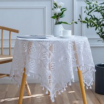 빈티지 고급 레이스 면 식탁보, 60cm×60cm, 흰색