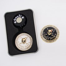 기타브랜드 큐빅 GANJI스컬 골프 볼마커 자석 클립세트 (LF-BM09), 화이트, Free