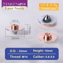 Startnow OEM 파이버 레이저 노즐 D32mm Raytools WSX Precitec 크롬 도금 커팅 헤드 용 싱글 더블 레이어, 2.0, S32-B-15-Dp, 03 S32-B-15-Dp_07 2.0, 03 S32-B-15-Dp_07 2.0