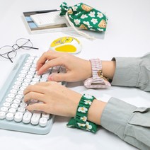 곱창밴드 키보드 마우스 손목받침대 손목쿠션 손목보호대 팜레스트 보호쿠션 꽃 5종, 마우스&키보드용, 블랙플라워2개, 핑크베어