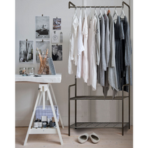 멀티 스탠딩 옷걸이 드레스룸 원룸 오피스텔 좁은방 자취 사무실 모자 선반형 행거 옷장, 멀티행거 화이트