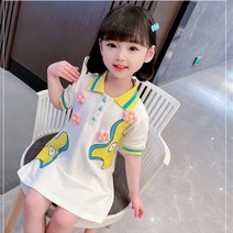 PigPug 소녀 여름 왕홍 22 소녀 유행 반팔 스커트 아기 귀여운 셔츠 스커트