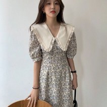 편안한 77 88 66 스프링 빅사이즈 원피스 플리츠 빅카라 원피스 롱원피스 러블리 큐티 여성 드레스 여름 봄원피스 플레어