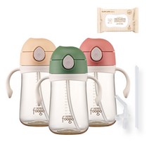 푸고 프리미엄 뉴트럴 시리즈 PPSU 빨대컵+빨대세트 380ml TKFG-380, TKFG-380/본품+빨대세트, 뉴트럴그린