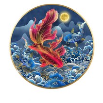 잉어 그림 인테리어 액자 알루미늄 틀 표면 수작업 큐빅 세팅 40CM 60CM 80CM 100CM, 6호