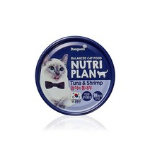 뉴트리플랜 흰살참치와 닭가슴살 고양이 주식캔, 참치와 통새우, 160g, 5개