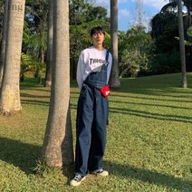 [Kingfishe]남성 캐주얼 빅사이즈 데님 멜빵바지 봄 가을 d6 zhuo725
