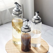 독일기술 스텐304 내열유리 원터치 오일 간장 식초 유리병, 500ml