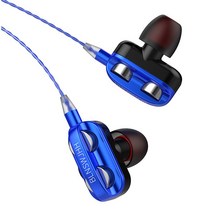 유선 이어폰 듀얼 드라이버 3.5mm 스포츠 헤드셋 HiFi 슈퍼베이스 스테레오 인 음악 버드 마이크 편안한 착, 파란색 단일 스피커, 03 blue