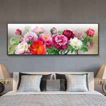 재물복 들어오는 모란꽃 대형 보석십자수 비즈 큐빅, 150x50cm