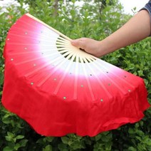 너슬 부채 중국어 짧은 벨리 댄스 팬 30cm 대우드 10cm 반원 실크 베일 쌍 양코 손 염색 성인 판매 2 피스, right left hand, Option6