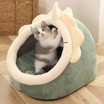 돌침대매트 달콤한 고양이 침대 애완 동물 바구니 아늑한 새끼 라운저 쿠션 집 텐트 작은 강아지 매트 가방 빨 수 있는 동굴, [02] M (40X40X32cm), [03] Dinosaur