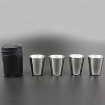 휴대용 위스키 4 개대 가죽 케이스가있는 스테인레스 스틸 힙 플라스크 휴대용 미니 1 온스 포켓 플라스크 세트 주류 위스키 알코올 컵 결혼 선물, 설정
