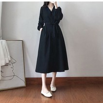 여성 골덴 원피스 봄 가을 겨울 고급 브이넥 빈티지 무지 a라인 심플 원피스 golden dress JX1528