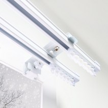 못없이 설치하는 안뚫어 고리 [버전3] 셀프 인테리어 이중레일 커튼레일, 버전3 (1세트-2개입)화이트