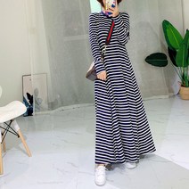 위위브렌 여성용 캐주얼 빅사이즈 긴팔 롱원피스 오버핏 롱티