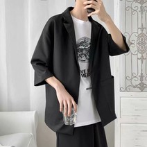 남자 반팔 여름 아우터 블레이저 7부 마이 자켓 남성 오피스룩 가을 시원한 오버핏 하객룩 정장