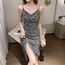보헤미안 프렌치 클래식 보이핏 볼륨 브이넥 슬림핏 트임 숏 매너 티 멈추다 끈나시 슬립 호피무늬원피스 2219718381
