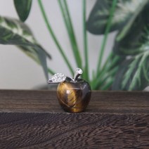 25mm 사과 동상 힐링 크리스탈 조각상 보석 명상 로즈 쿼츠 마노 홈/사무실/방 장식 크리스마스 선물, 10pcs, Tiger eye