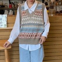 손뜨개조끼 오버핏 롱 크롭 니트조끼 ZCWXM-봄 가을 스웨터 니트 조끼 여성 민소매 v넥 프레피 스타일 캐주얼 풀오버 대형 소녀 탱크 탑